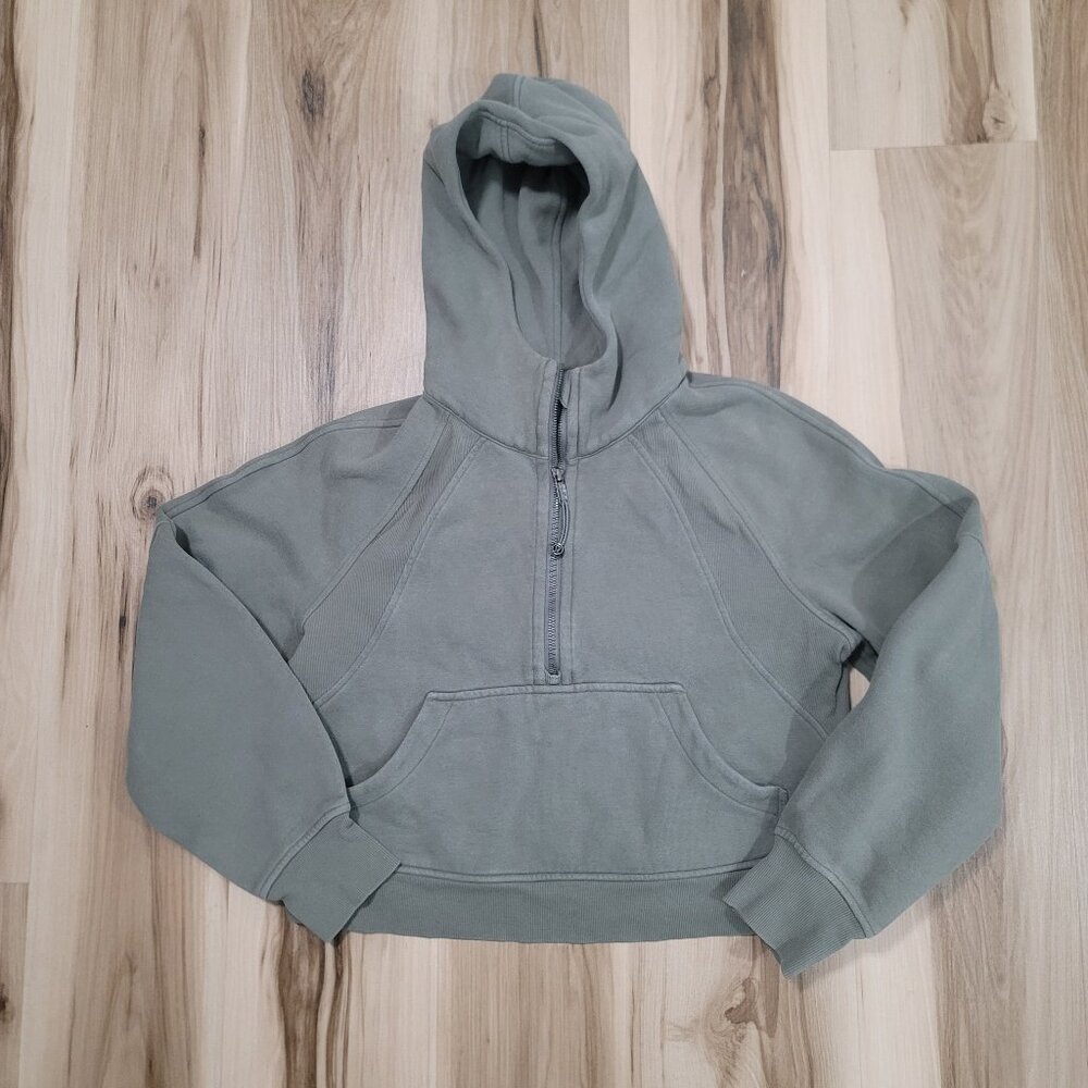 LULULEMON Scuba Oversized Half-Zip Hoodie Womens Small Green Pullover